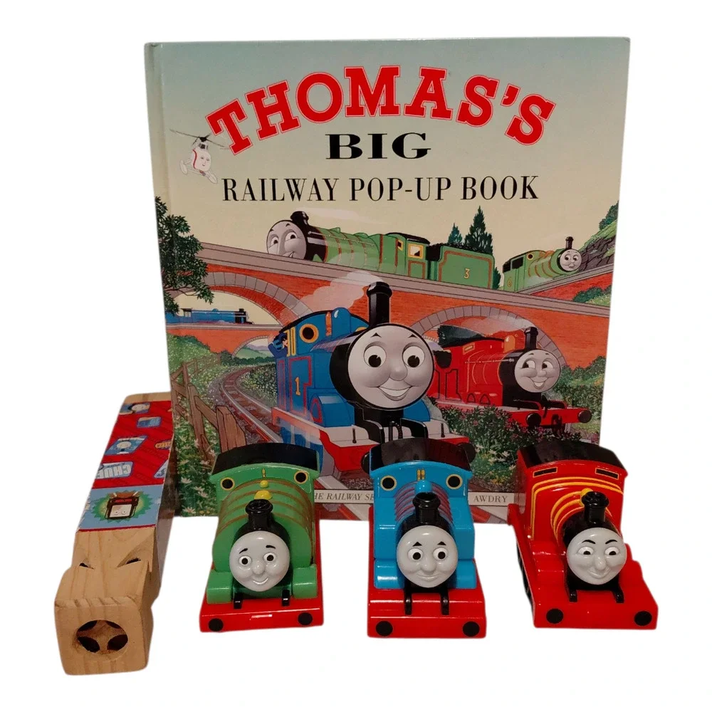RARE Thomas & Friends Trains Pop Up Book Whistle Bundle